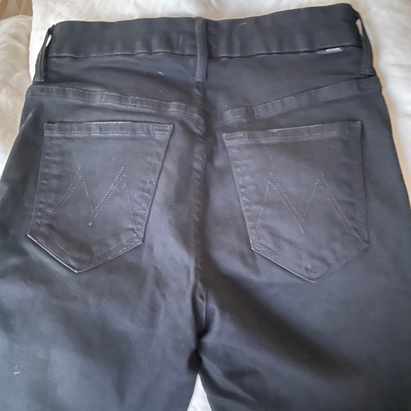 MOTHER The High Waisted Looker Jeans, 25 BLACK w/ glitter piping - Picture 6 of 8